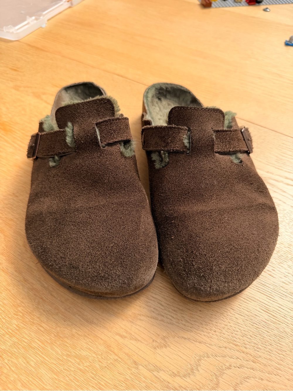 Birkenstock Boston Shearling Brown Suede Mules
